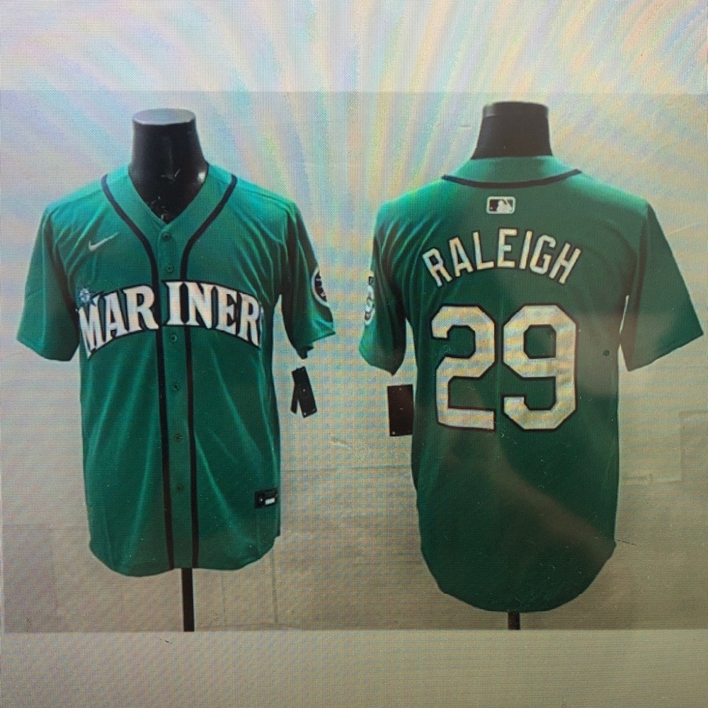 😊Cal Raleigh Aqua Jersey Stitched🥺
